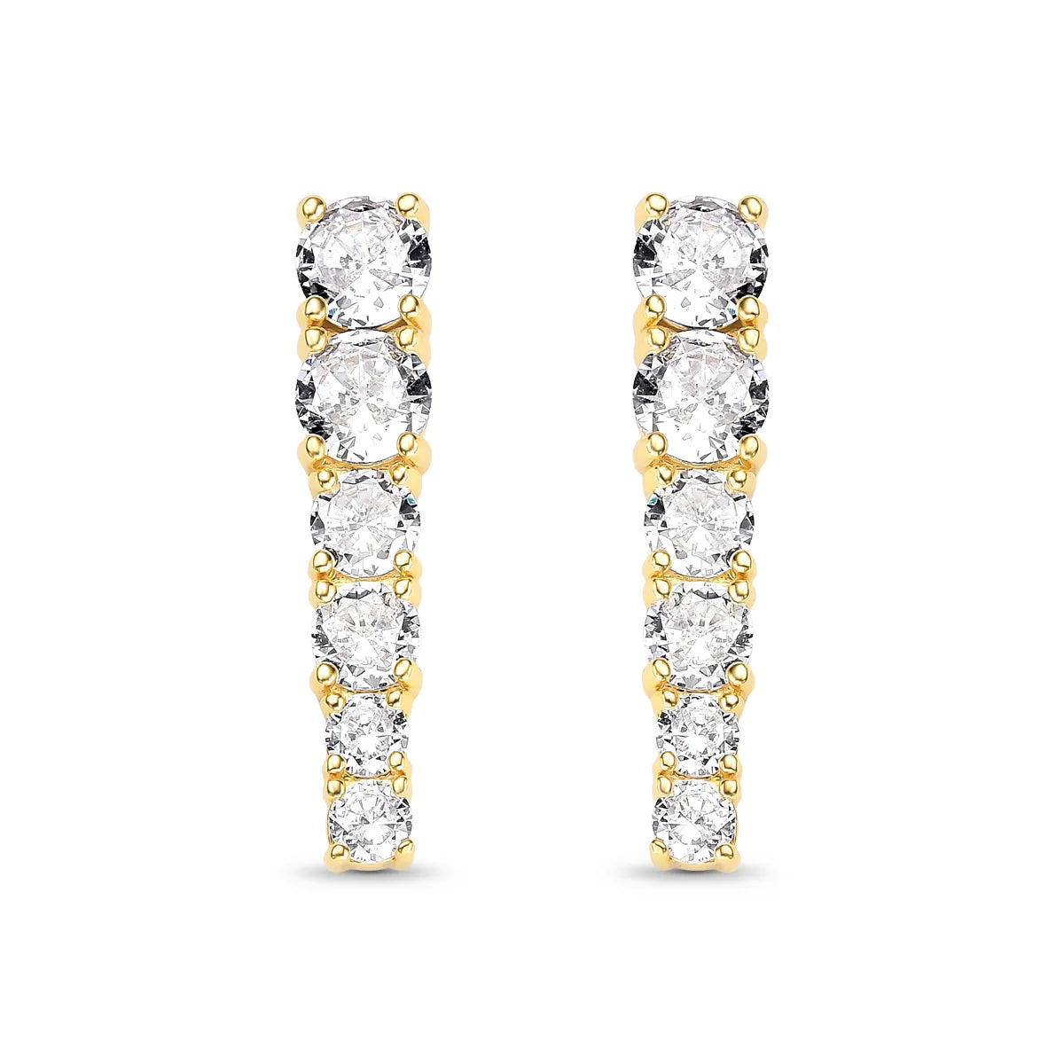 Brinco Ear Hook de Zircônias Banhado a Ouro 18K