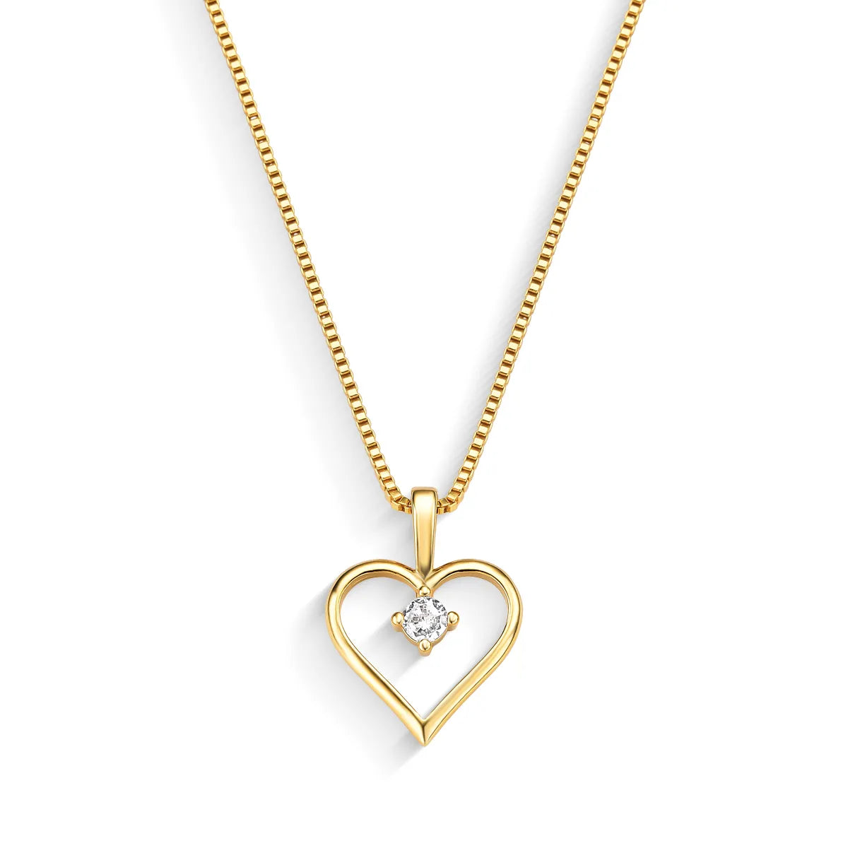 Colar Coração com Zircônia Banhado a Ouro 18K