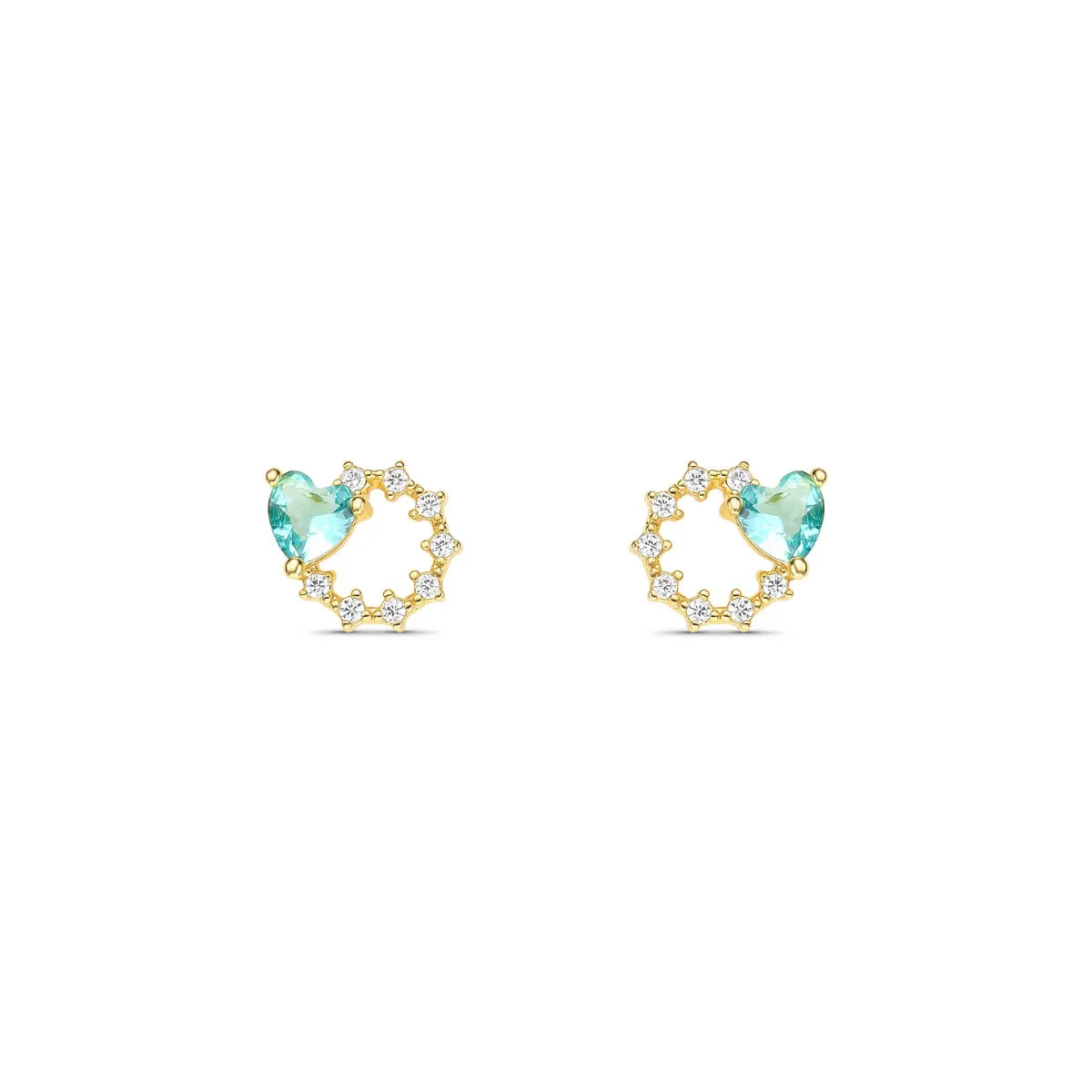 Brinco com Zircônia de Coração Banhado a Ouro 18K
