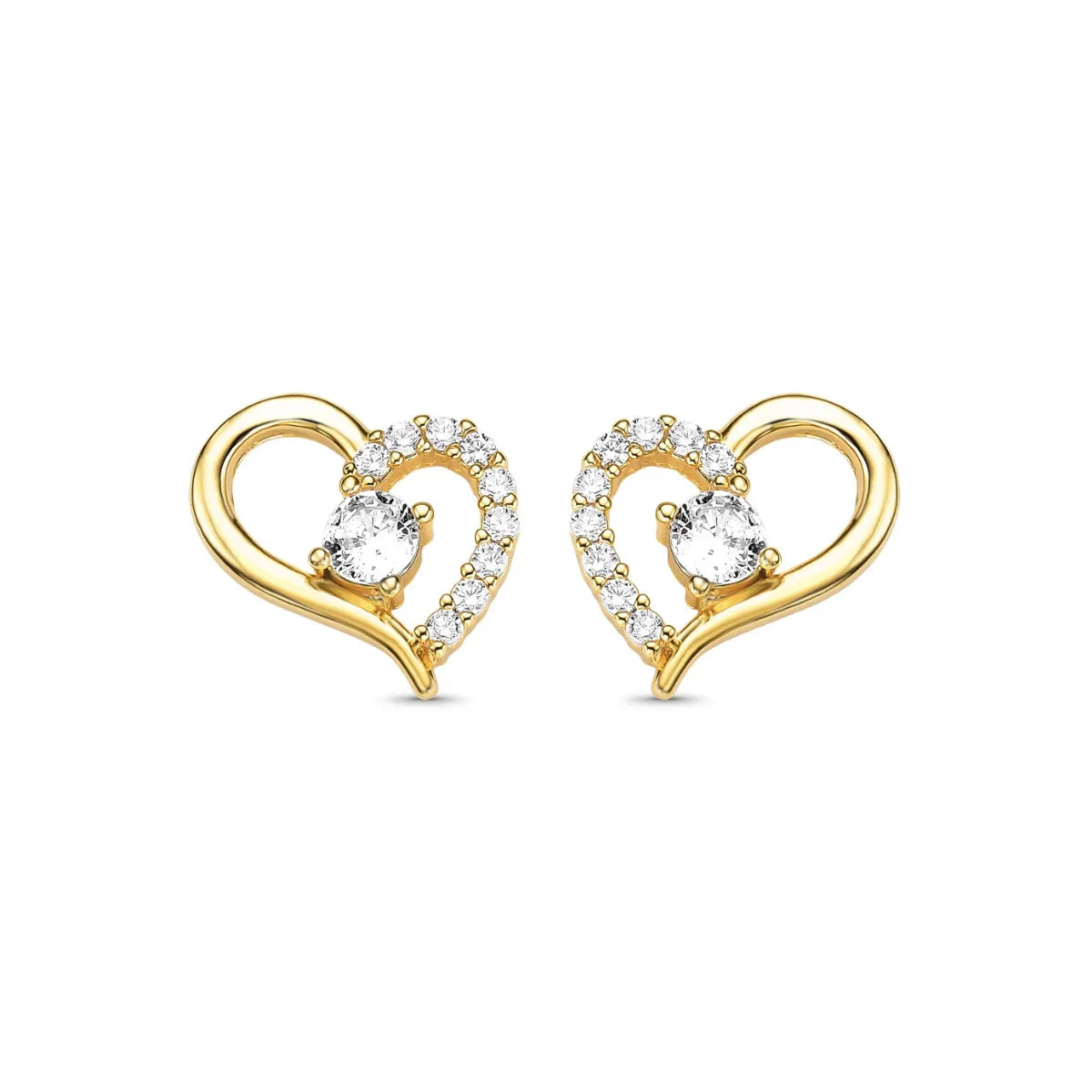 Brinco Coração Cravejado Banhado a Ouro 18K