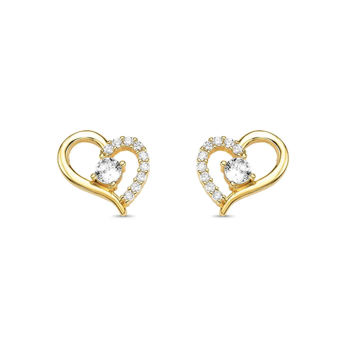Brinco Coração Cravejado Banhado a Ouro 18K