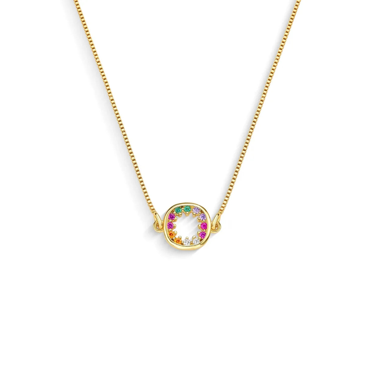 Colar com Zircônias Coloridas Banhado a Ouro 18K