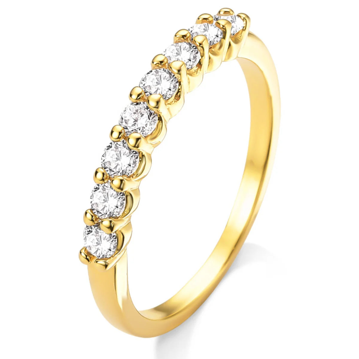 Anel Cravejado com Zircônias Banhado a Ouro 18K