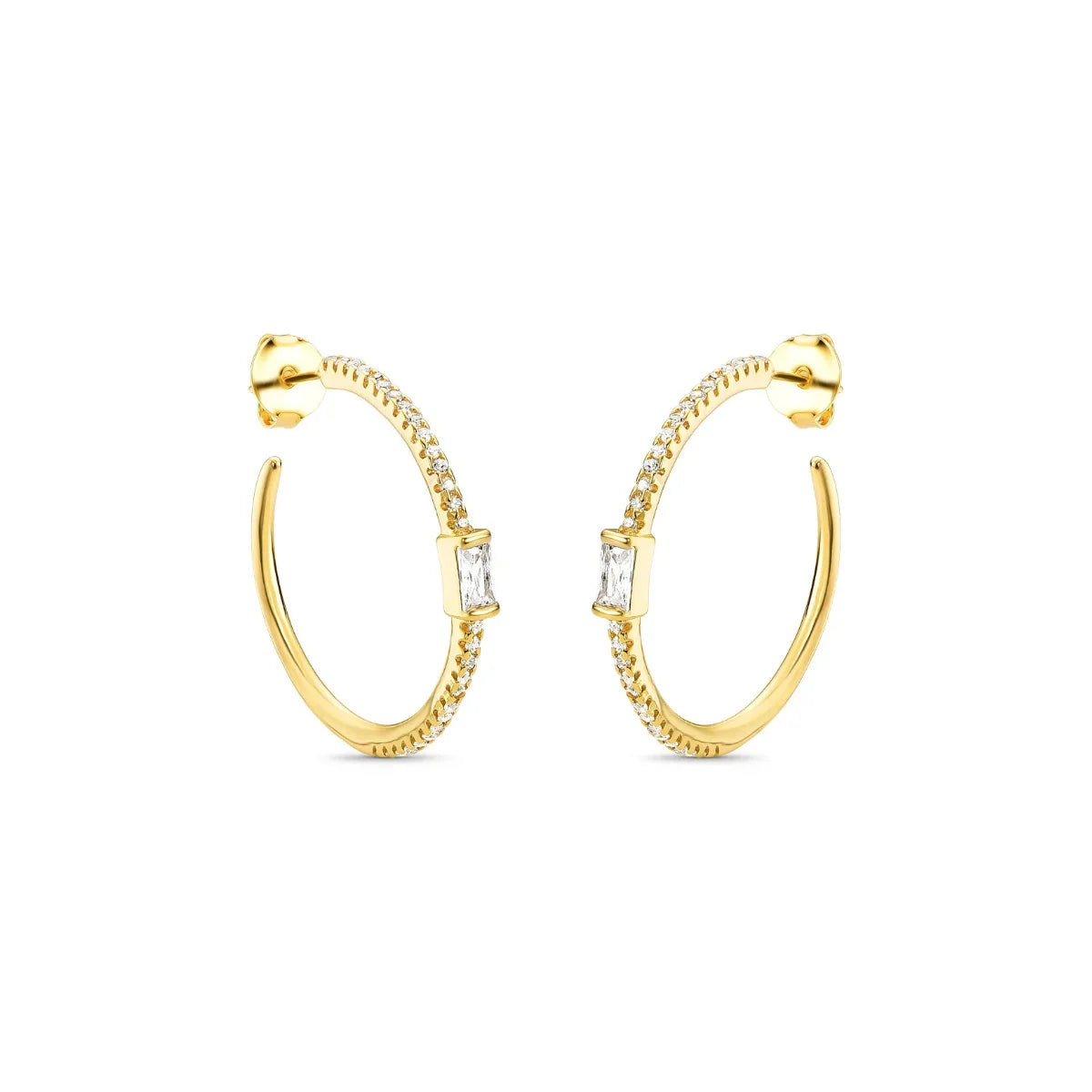 Brinco Argola com Zircônia Central Banhado a Ouro 18K