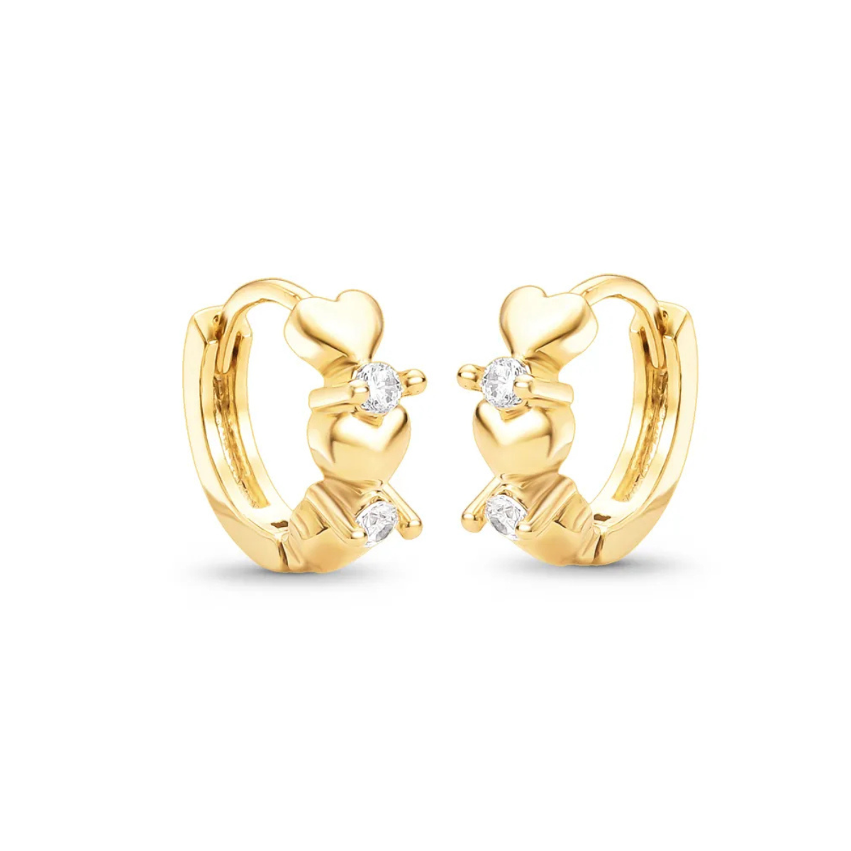 Brinco com Corações Banhado a Ouro 18K