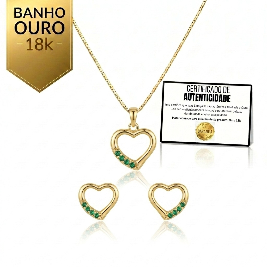Conjunto Luxo Folhagem Dupla Cravejada Banhado a Ouro 18K + Ganhe Colar Snake de Brinde (Cópia)