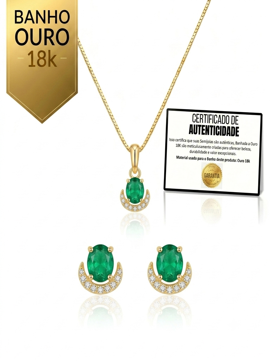 Conjunto Luxo Folhagem Dupla Cravejada Banhado a Ouro 18K + Ganhe Colar Snake de Brinde (Cópia)