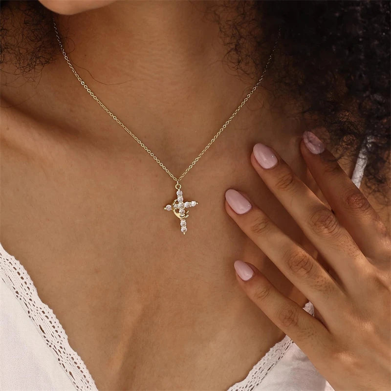 Colar Antiansiedade Pingente Cruz Banhado a Ouro 18K