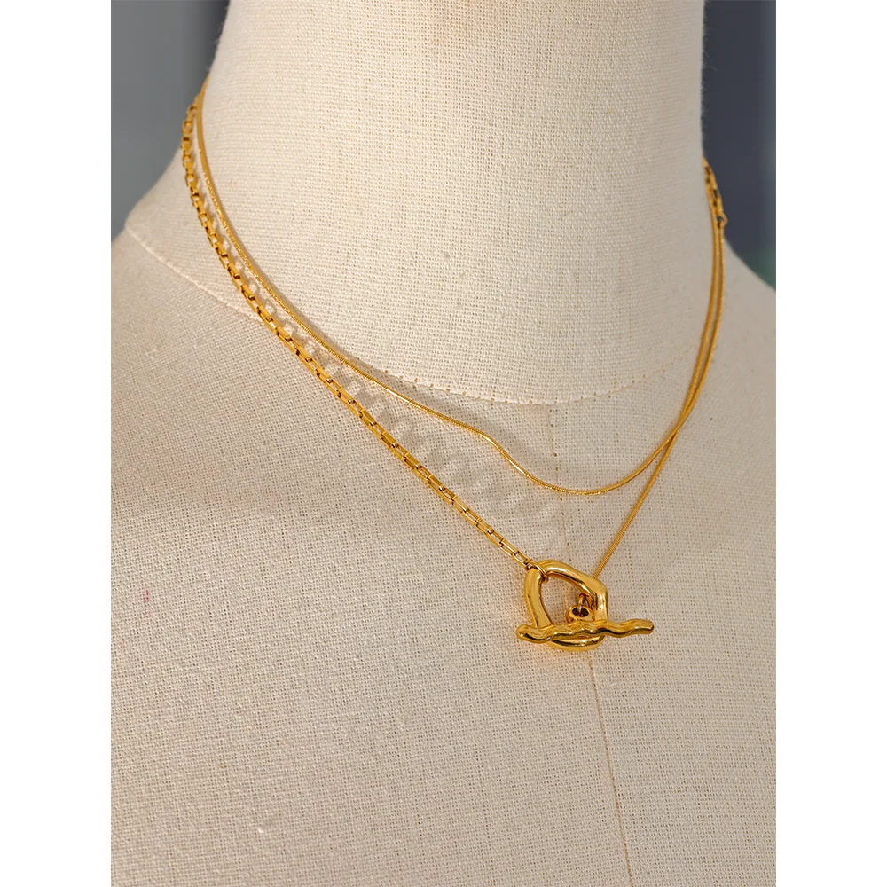 Colar de Dupla Camada com Detalhe Banhado a Ouro 18k - Aço Premium à Prova d'Água