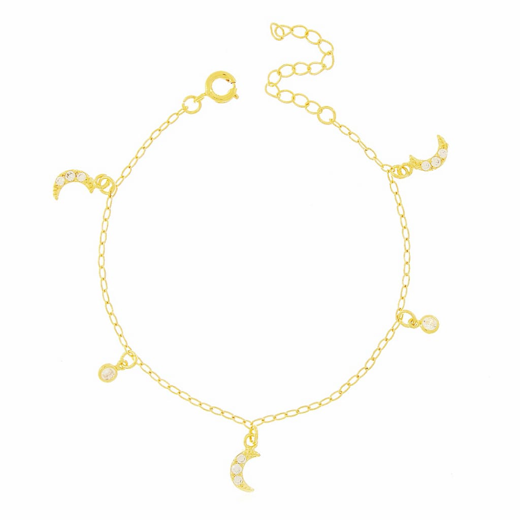Pulseira Pingentes de Lua Banhado a Ouro 18K