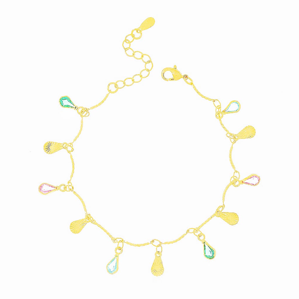 Pulseira Gotas de Zircônias Banhado a Ouro 18K