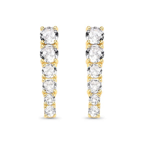 Brinco Ear Hook de Zircônias Banhado a Ouro 18K