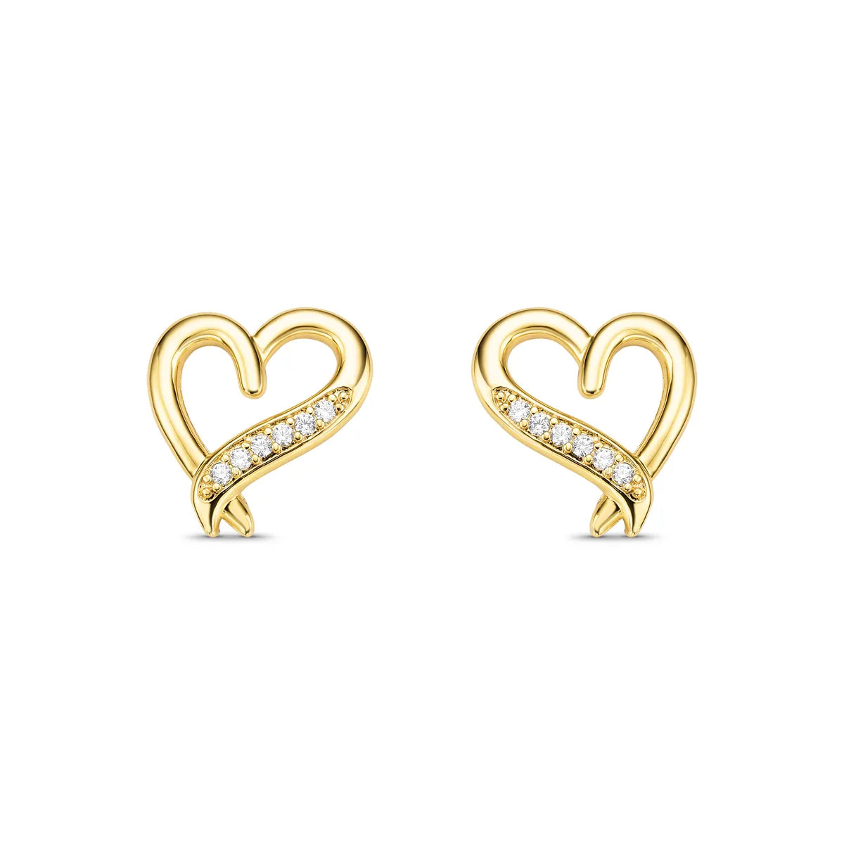 Brinco Coração Cravejado Banhado a Ouro 18K