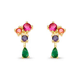 Brinco Ear Cuff com Zircônias Coloridas Banhado a Ouro 18K