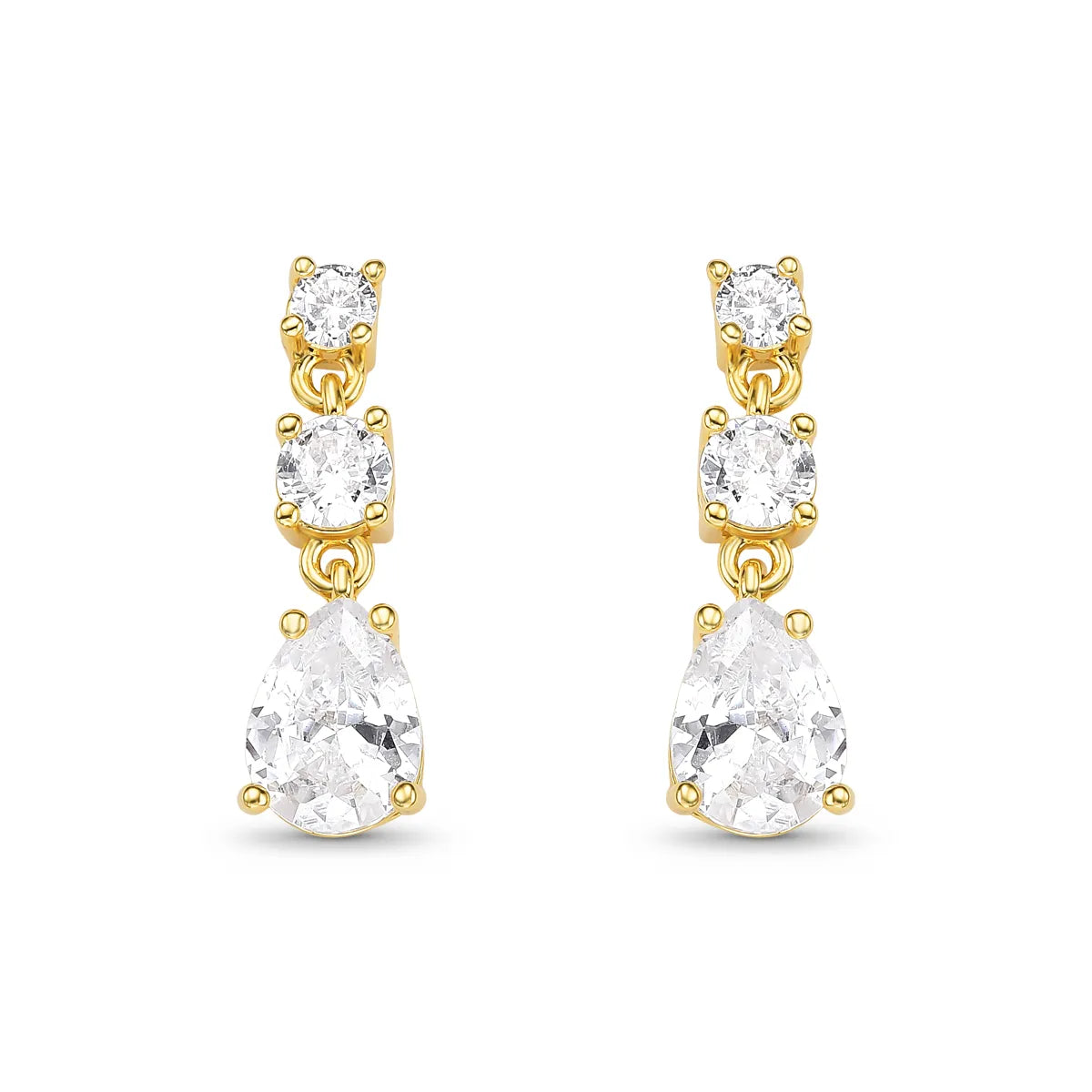 Brinco Gotas de Zircônias Banhado a Ouro 18K