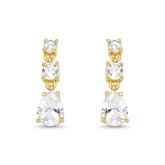 Brinco Gotas de Zircônias Banhado a Ouro 18K