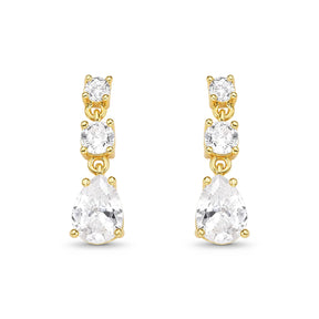 Brinco Gotas de Zircônias Banhado a Ouro 18K