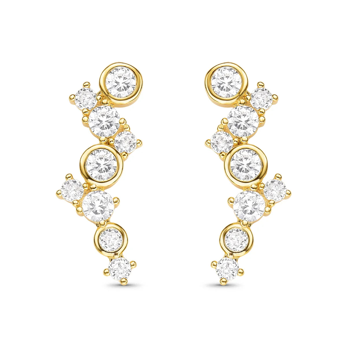 Brinco Ear Cuff com Zircônias Banhado a Ouro 18K