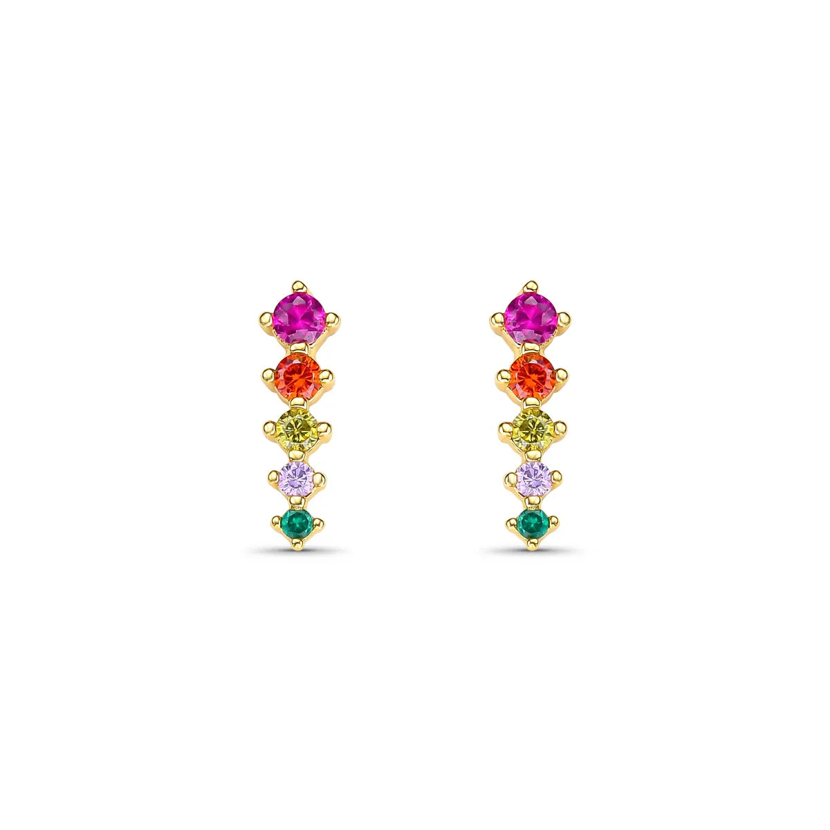 Brinco com Zircônias Coloridas Banhado a Ouro 18K