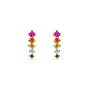 Brinco com Zircônias Coloridas Banhado a Ouro 18K