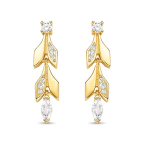 Brinco Ramo com Zircônias Banhado a Ouro 18K