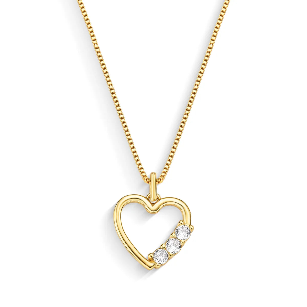 Colar Coração com Zircônias Banhado a Ouro 18K