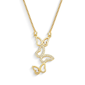 Colar Borboletas Banhado a Ouro 18K