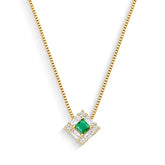 Colar Zircônia Verde Banhado a Ouro 18K