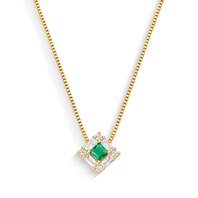 Colar Zircônia Verde Banhado a Ouro 18K