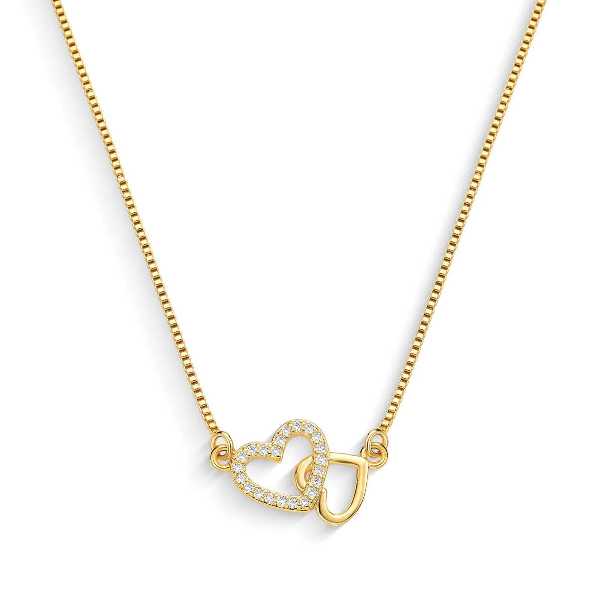 Colar Corações com Zircônias Banhado a Ouro 18K