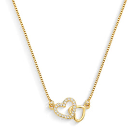 Colar Corações com Zircônias Banhado a Ouro 18K