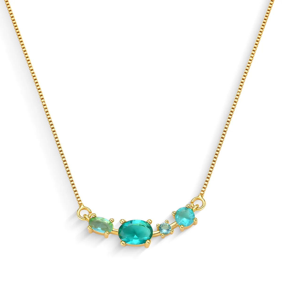 Colar com Zircônias Verde Banhado a Ouro 18K