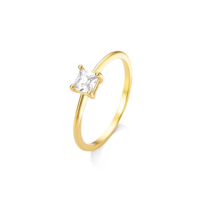 Anel Solitário com Zircônia Banhado a Ouro 18K