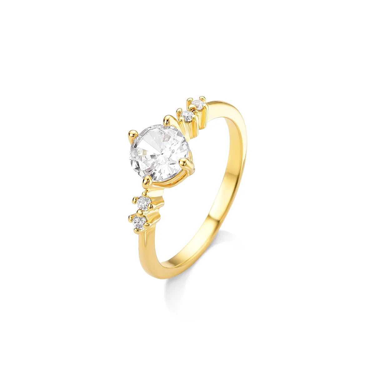 Anel com Zircônias Banhado a Ouro 18K