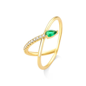 Anel Ajustável com Zircônias Banhado a Ouro 18K