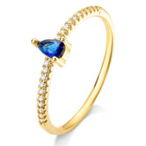 Anel Zircônia Azul Cravejado Banhado a Ouro 18K