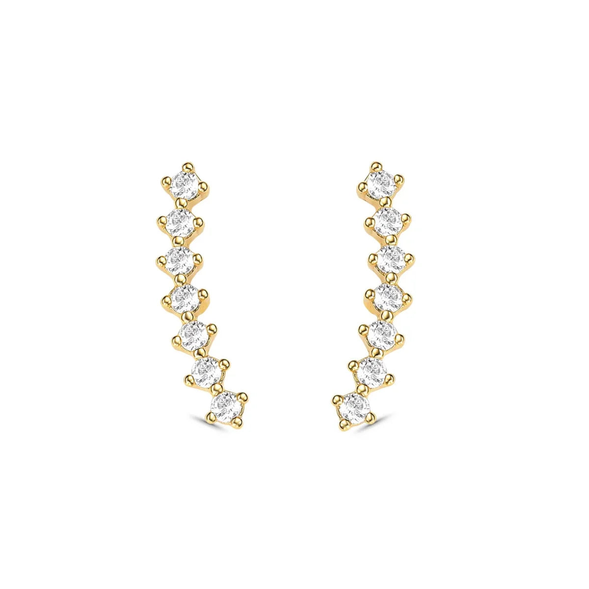 Brinco Ear Cuff em Zircônias Banhado a Ouro 18K