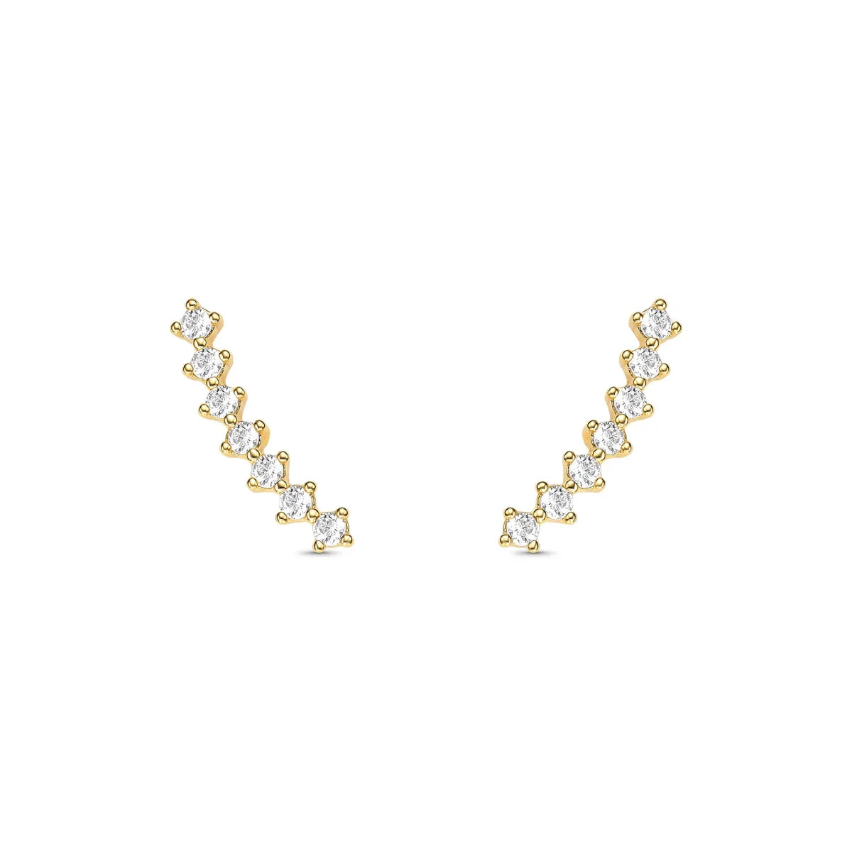 Brinco Ear Cuff em Zircônias Banhado a Ouro 18K