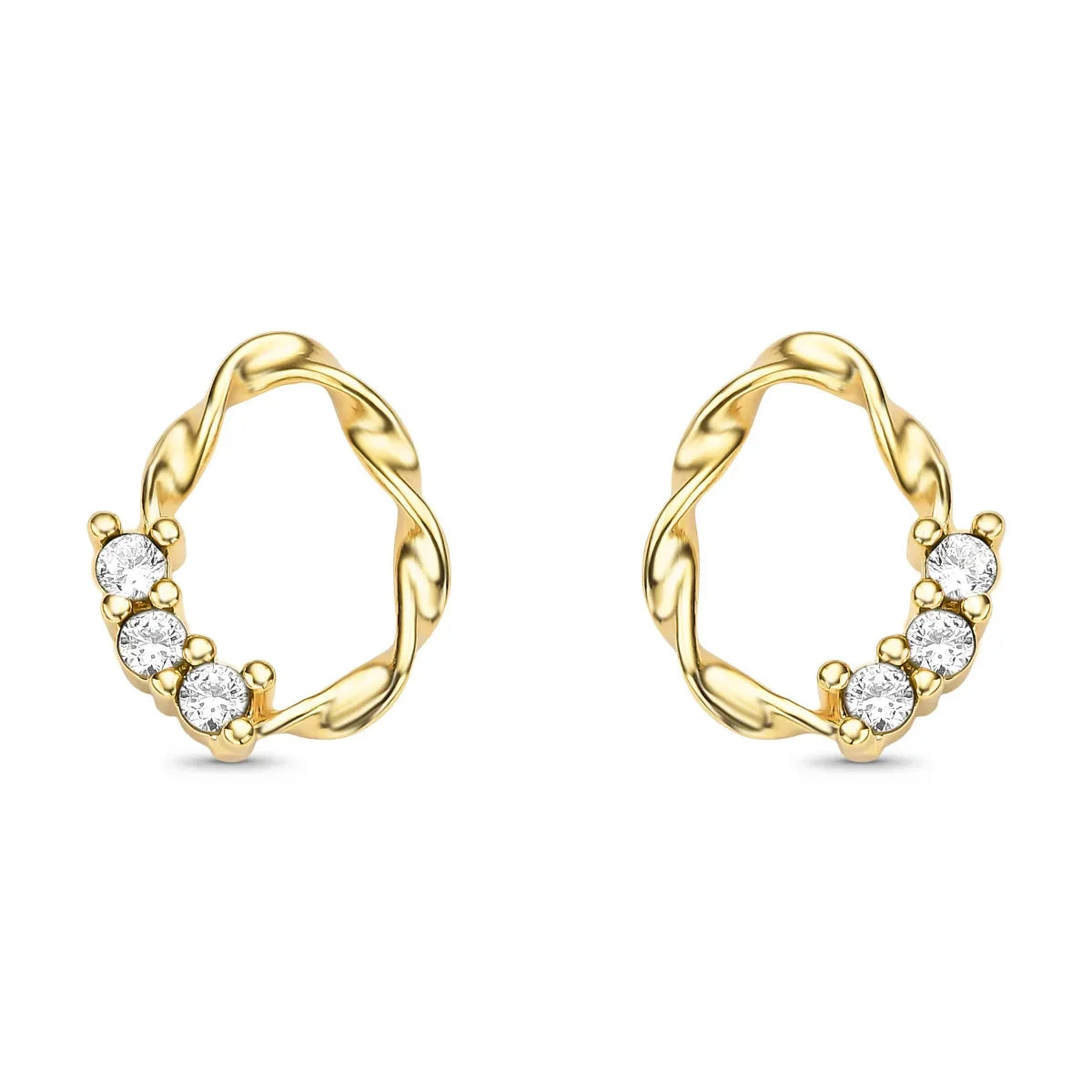 Conjunto Traçado com Zircônias Banhado a Ouro 18K