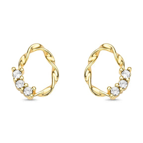 Conjunto Traçado com Zircônias Banhado a Ouro 18K