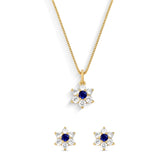 Conjunto Flores de Zircônias Banhado a Ouro 18K