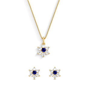 Conjunto Flores de Zircônias Banhado a Ouro 18K