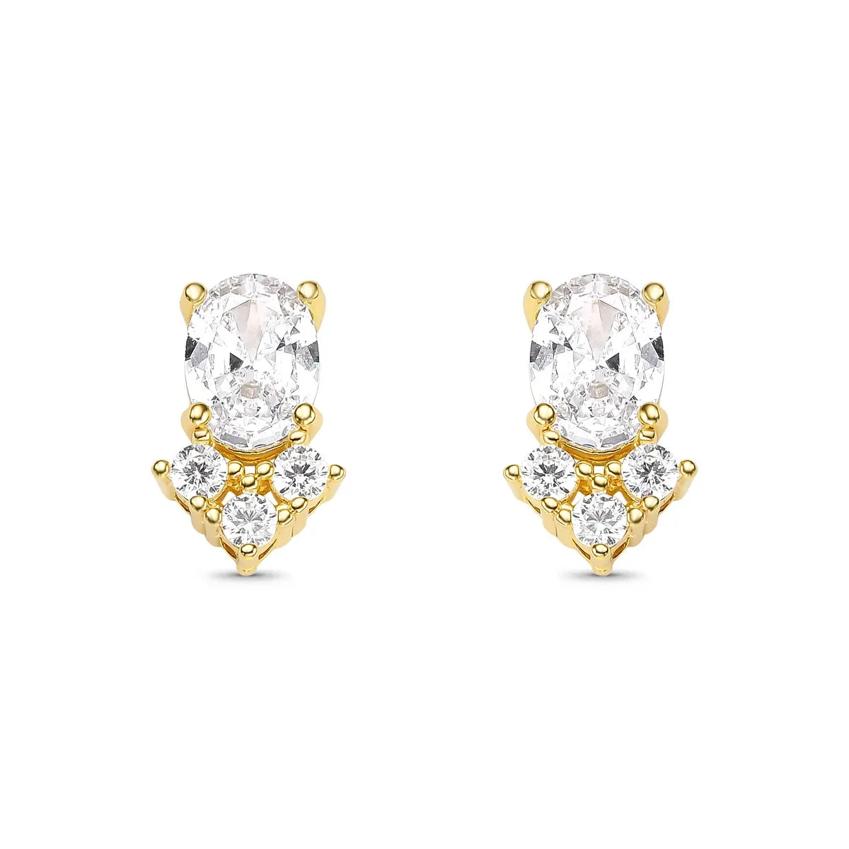 Conjunto Gotas com Zircônias Banhado a Ouro 18K