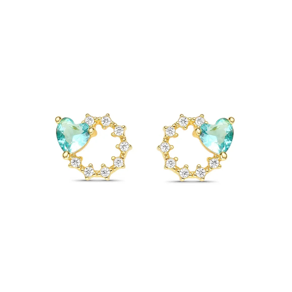 Brinco com Zircônia de Coração Banhado a Ouro 18K