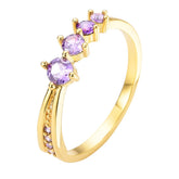 Anel com Zircônias Lavanda Banhado a Ouro 18K