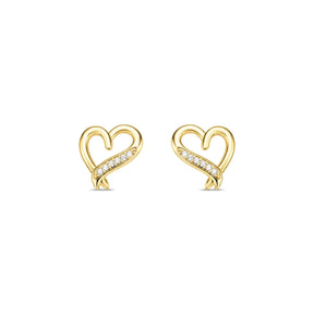 Brinco Coração Cravejado Banhado a Ouro 18K