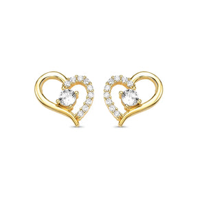Brinco Coração Cravejado Banhado a Ouro 18K