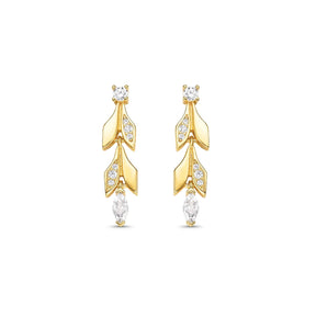 Brinco Ramo com Zircônias Banhado a Ouro 18K