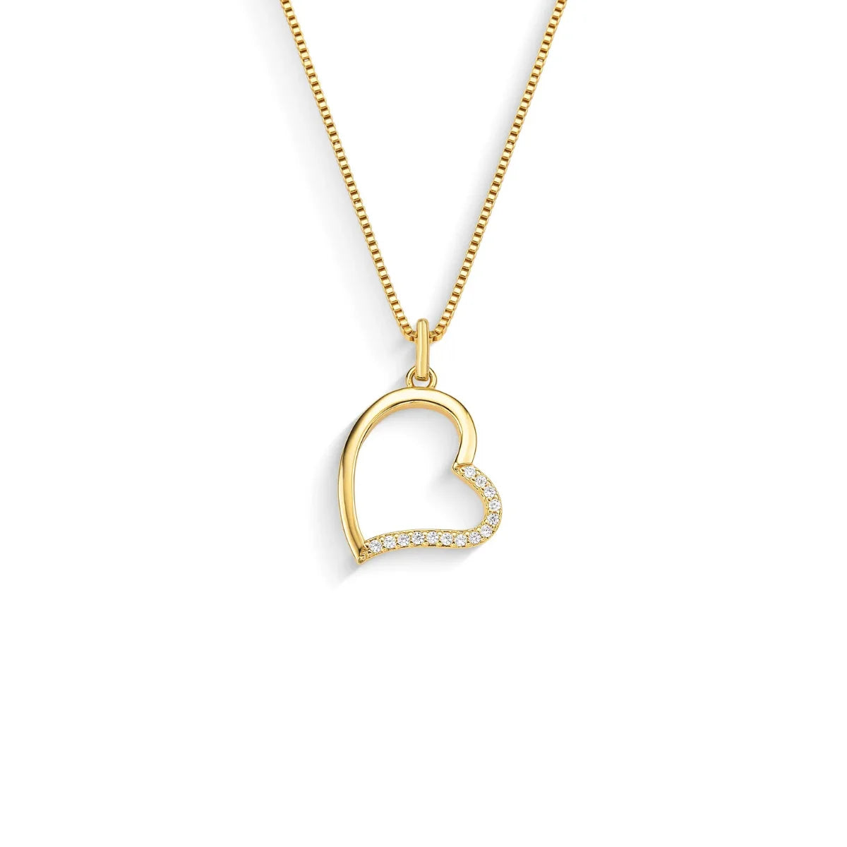 Colar Coração com Zircônias Banhado a Ouro 18K