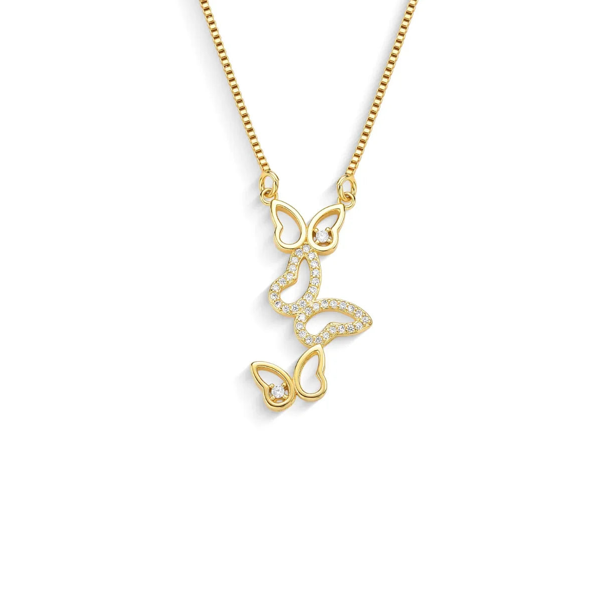 Colar Borboletas Banhado a Ouro 18K